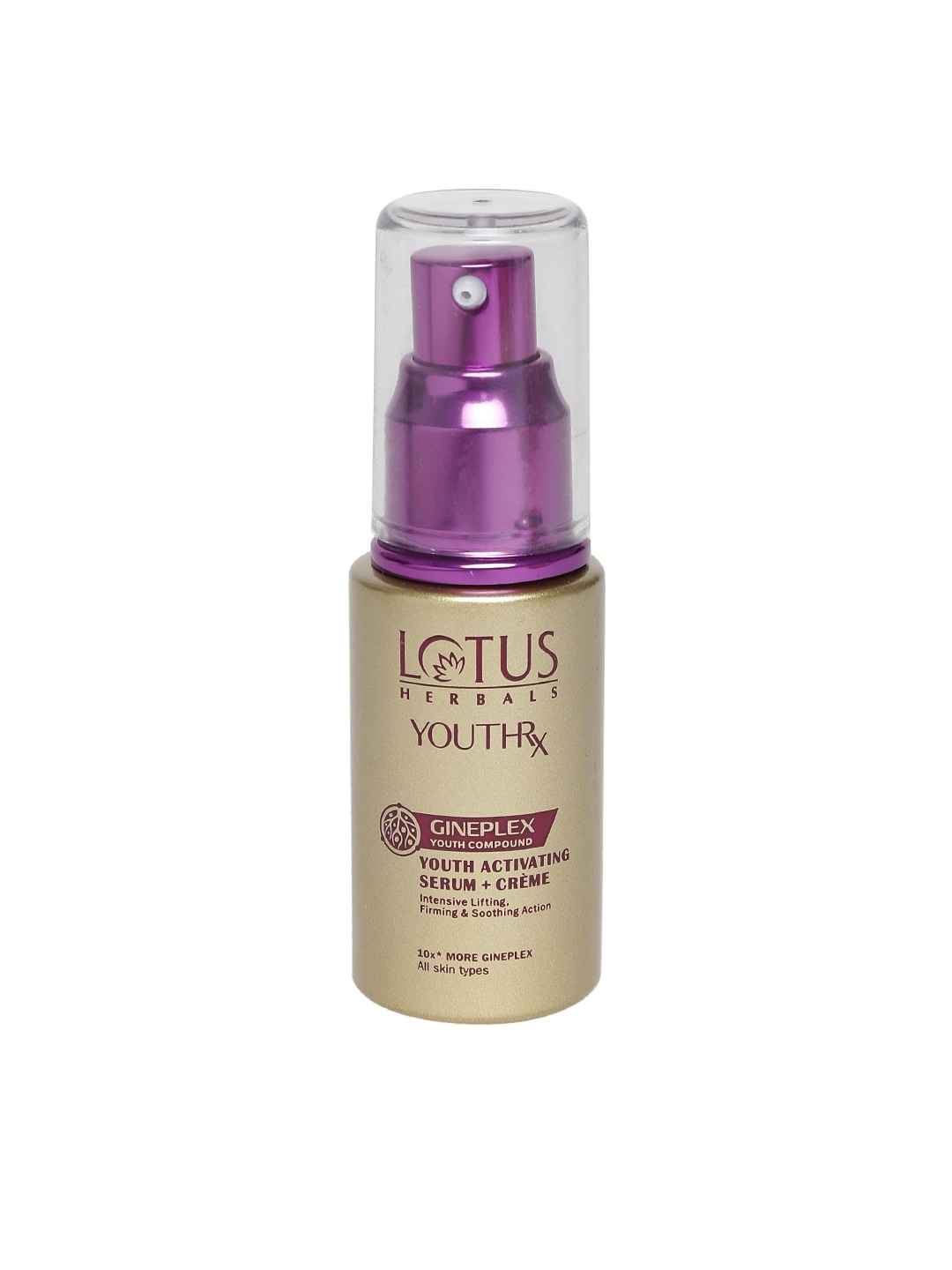 

Lotus Herbals Sustainable YOUTHRX Gineplex Youth Activating Serum+Creme, Gold