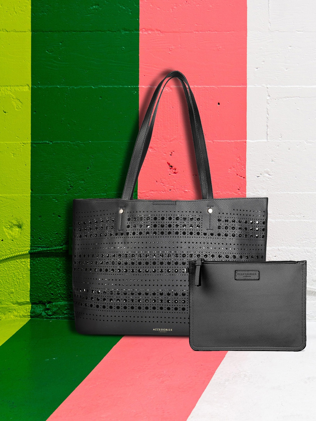 

Accessorize Black Solid Punch Out Tote Bag