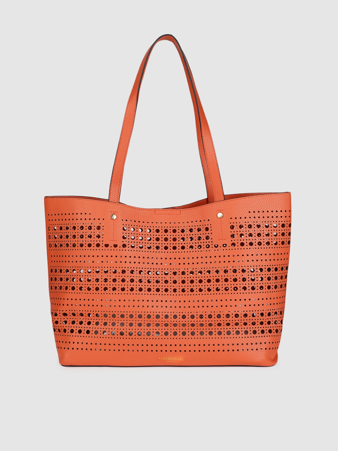 

Accessorize Orange Solid Punch Out Tote Bag