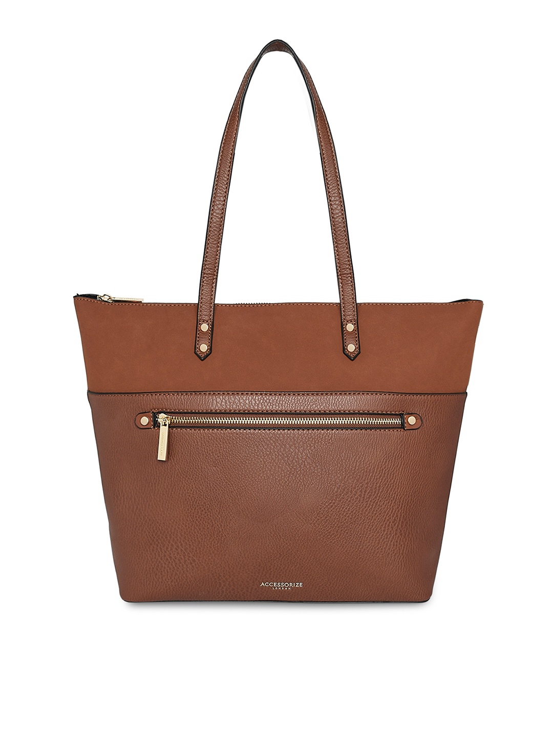 

Accessorize London Women's Faux Leather Pocket Molly Tote bag, Tan