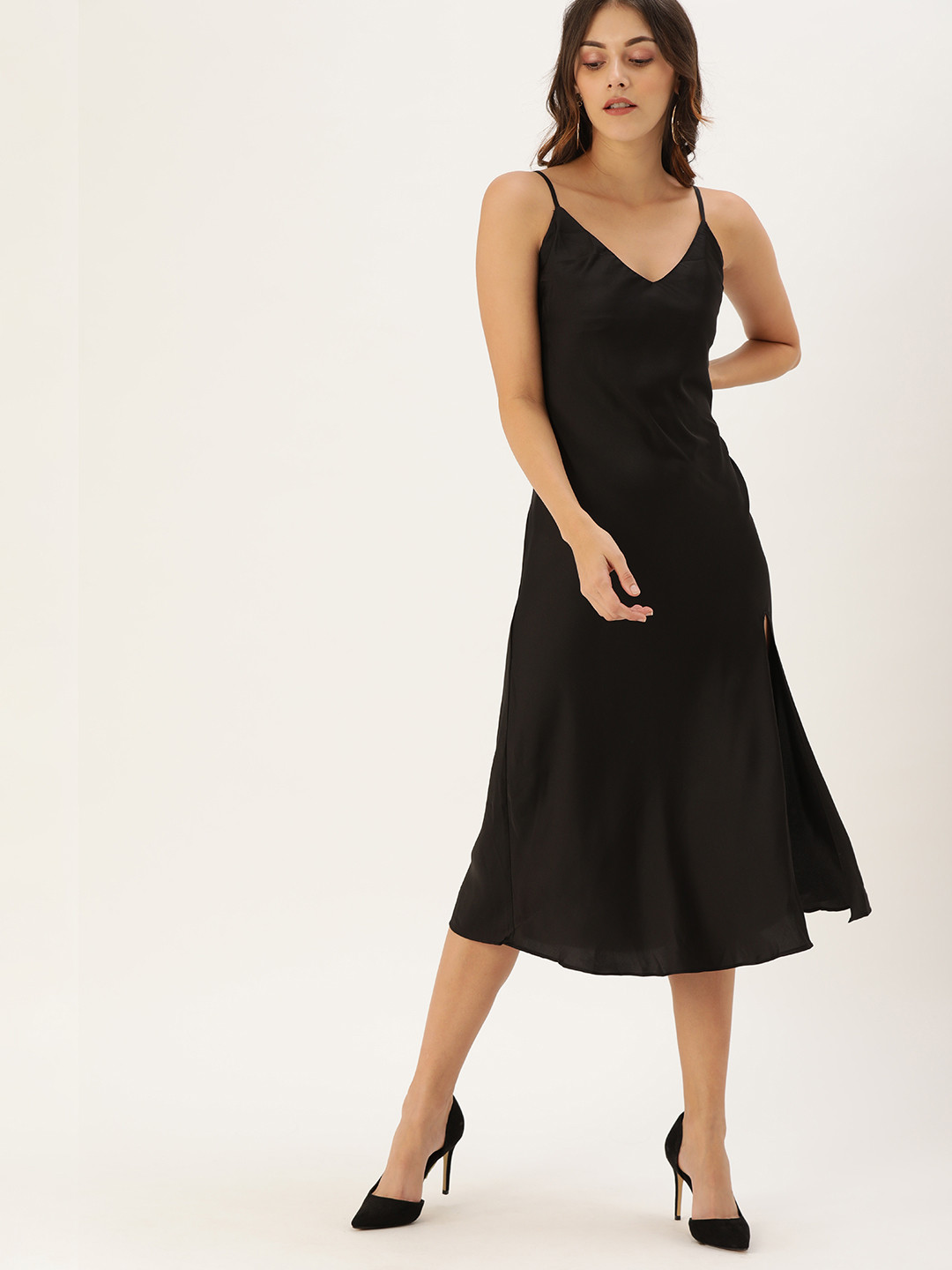 

FOREVER 21 Women Black Solid A-Line Dress