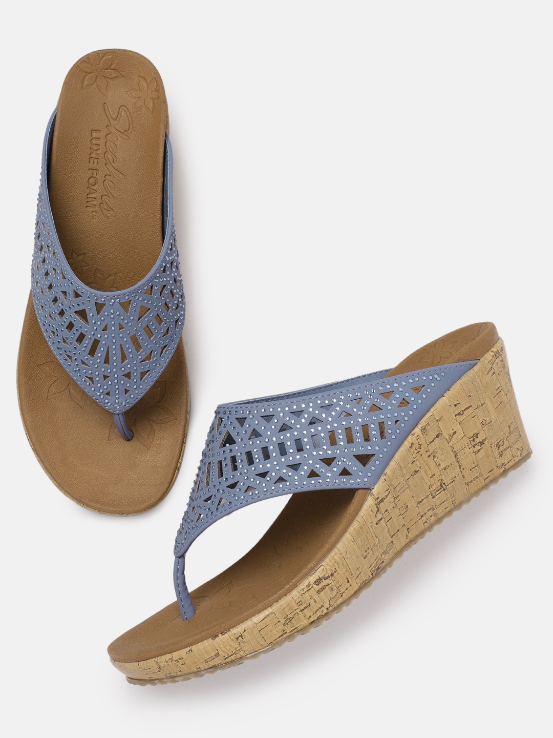 

Skechers Women Blue BEVERLEE SUMMER VISIT Wedges