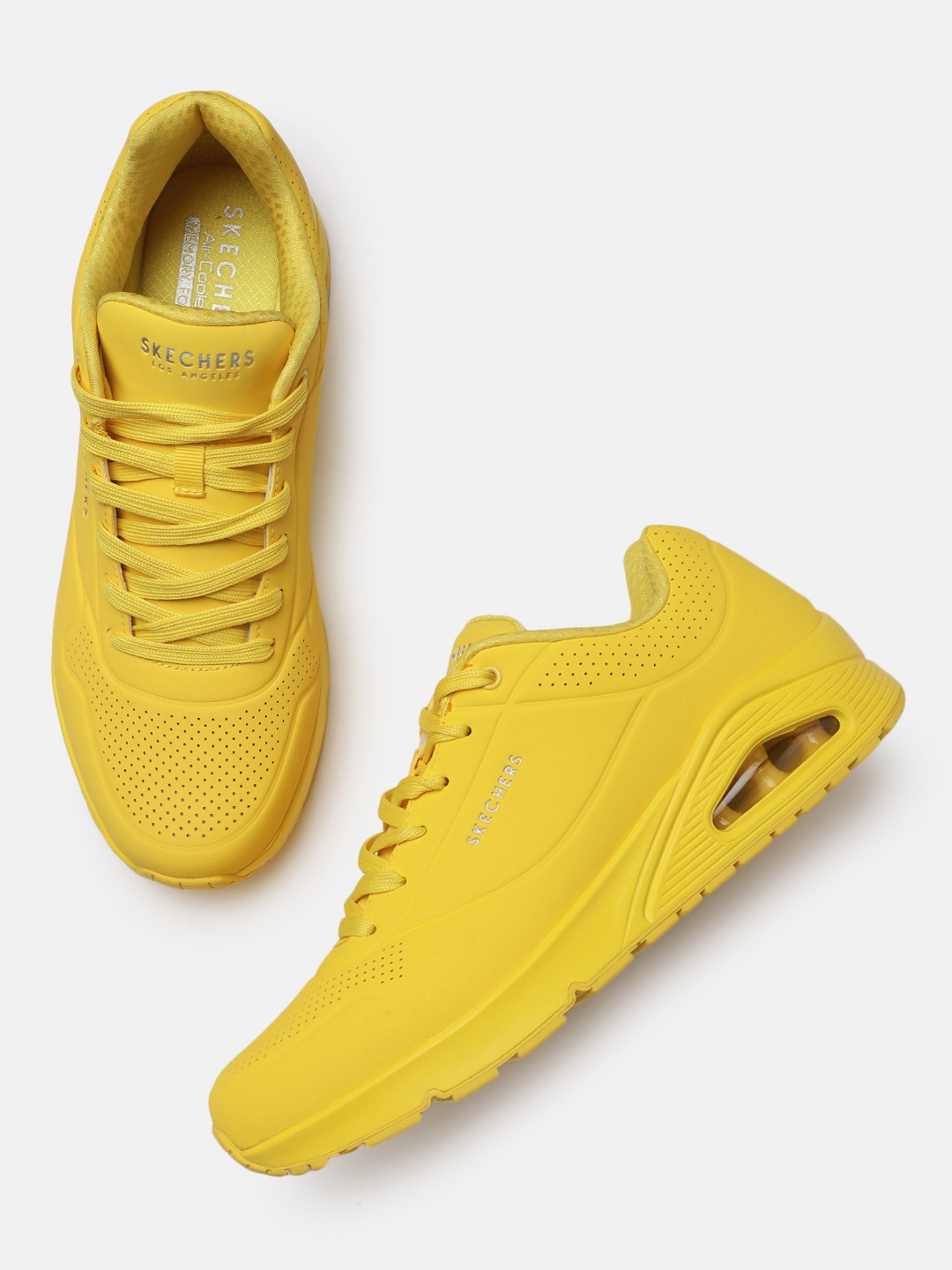 

Skechers Men Yellow Perforations UNO Sneakers