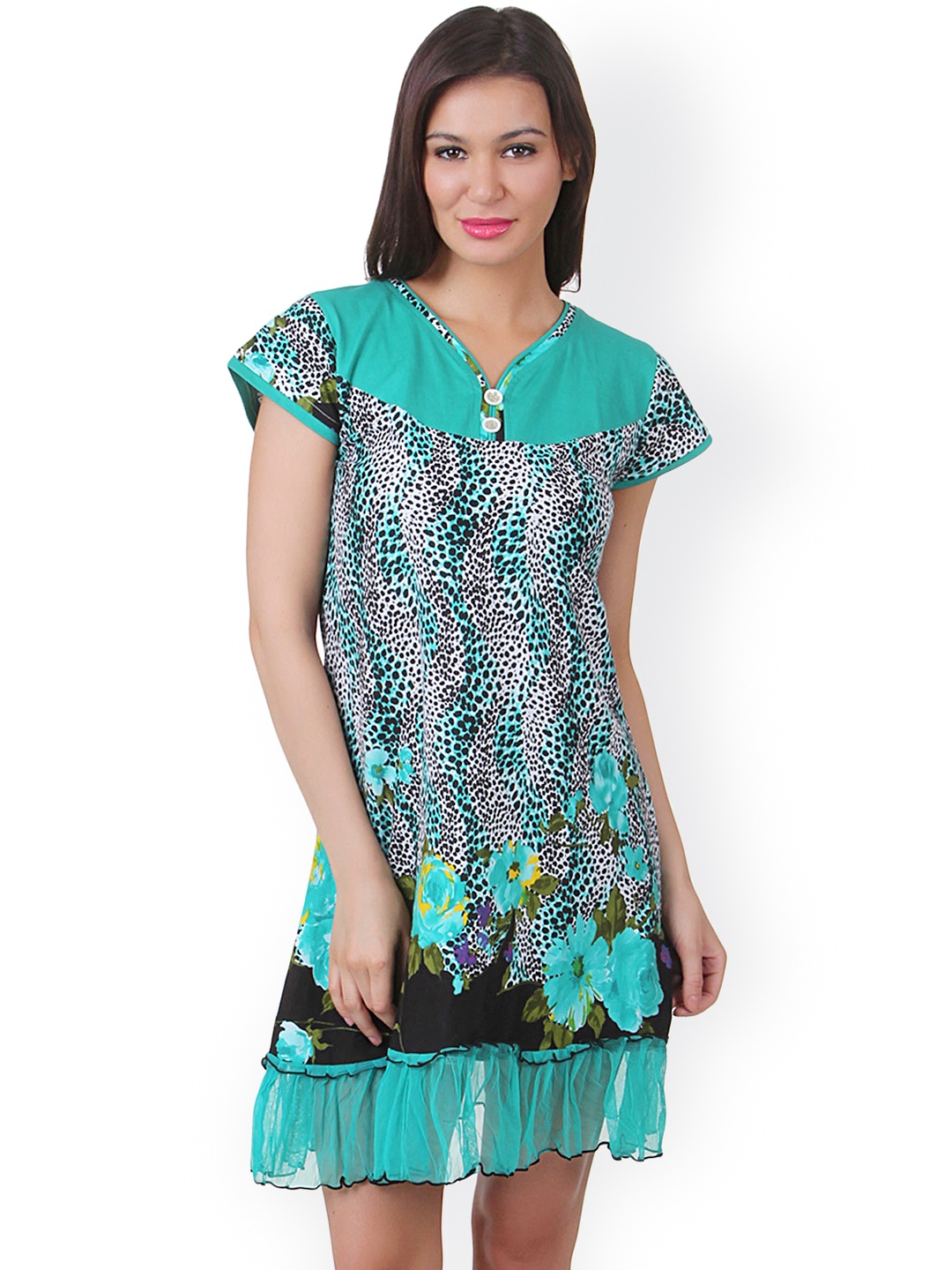 

Fasense Green Printed Nightdress PR018B3