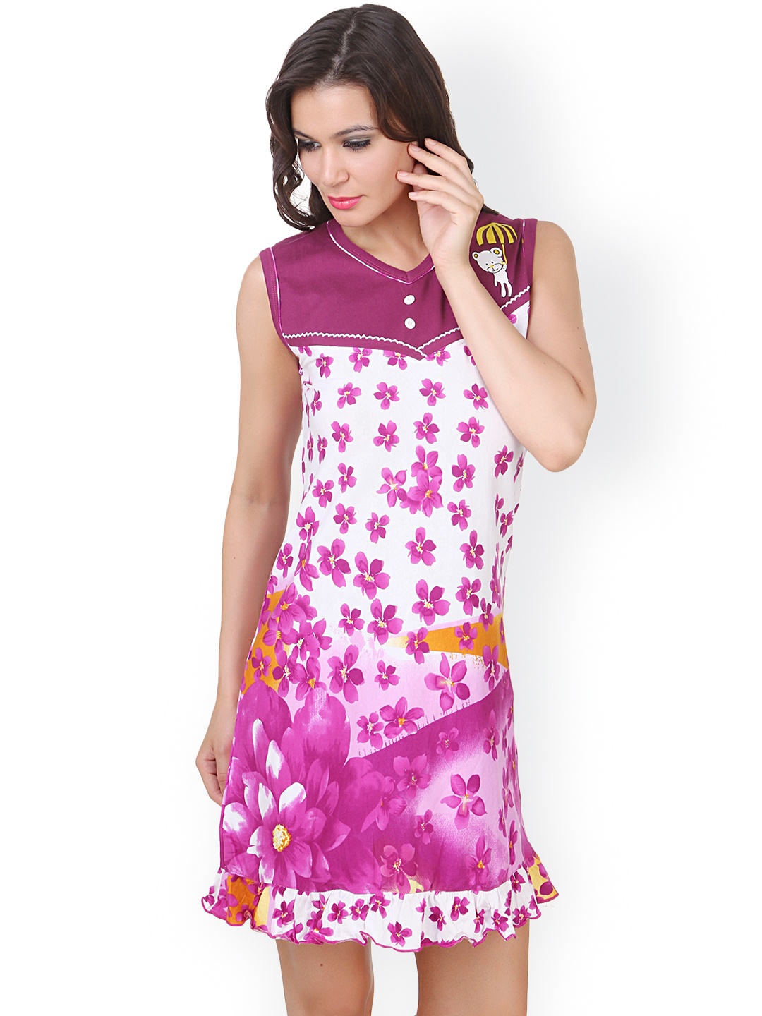 

Fasense Purple & White Printed Nightdress SS070B3