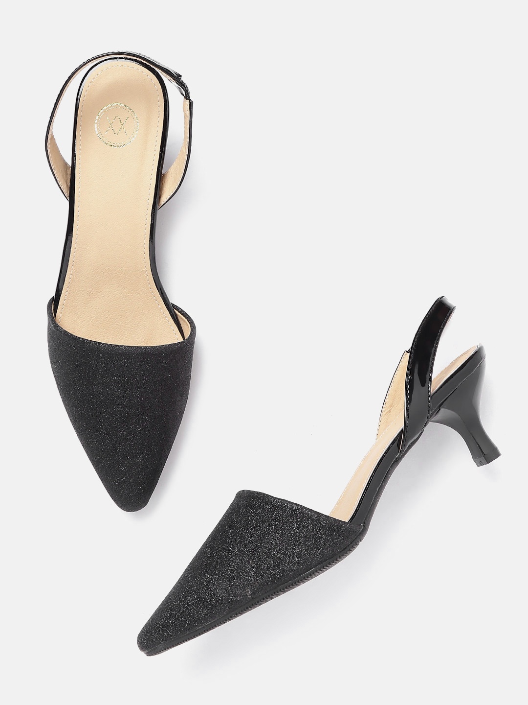 

20Dresses Women Black Shimmer Kitten Heels