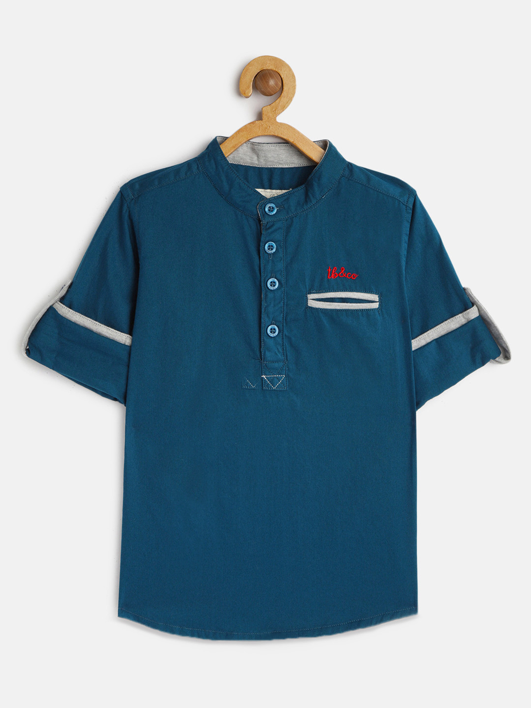 

TONYBOY Boys Teal Blue Regular Fit Solid Casual Shirt