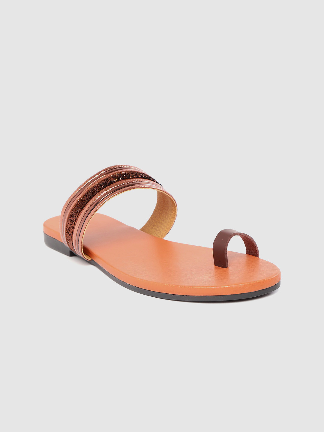 

Street Style Store Women Brown & Bronze-Toned Solid One Toe Flats