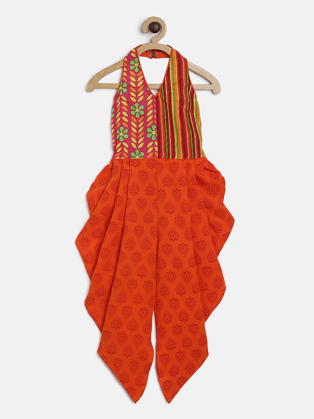 

Twisha Girls Orange Printed Dhoti Style Jumpsuit