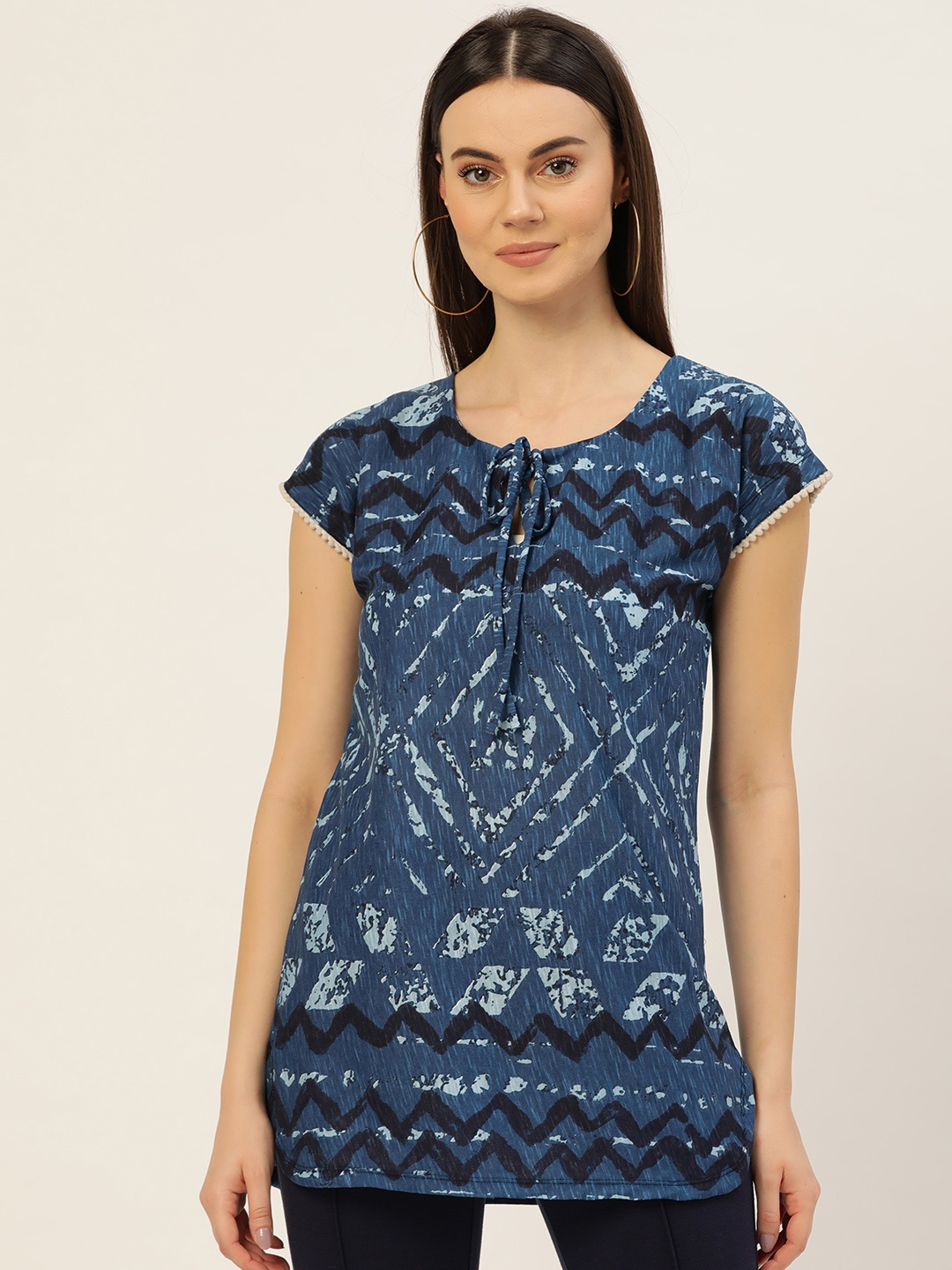 

Rute Women Blue Printed Pure Cotton Top