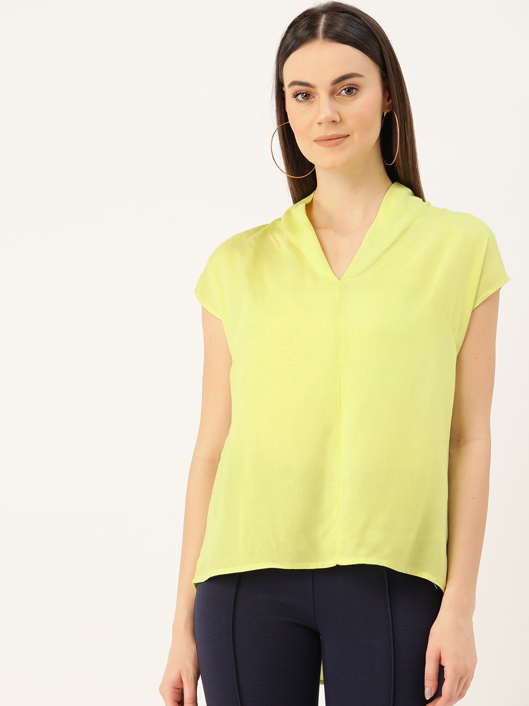 

Rute Women Lime Green Solid High-Low Top
