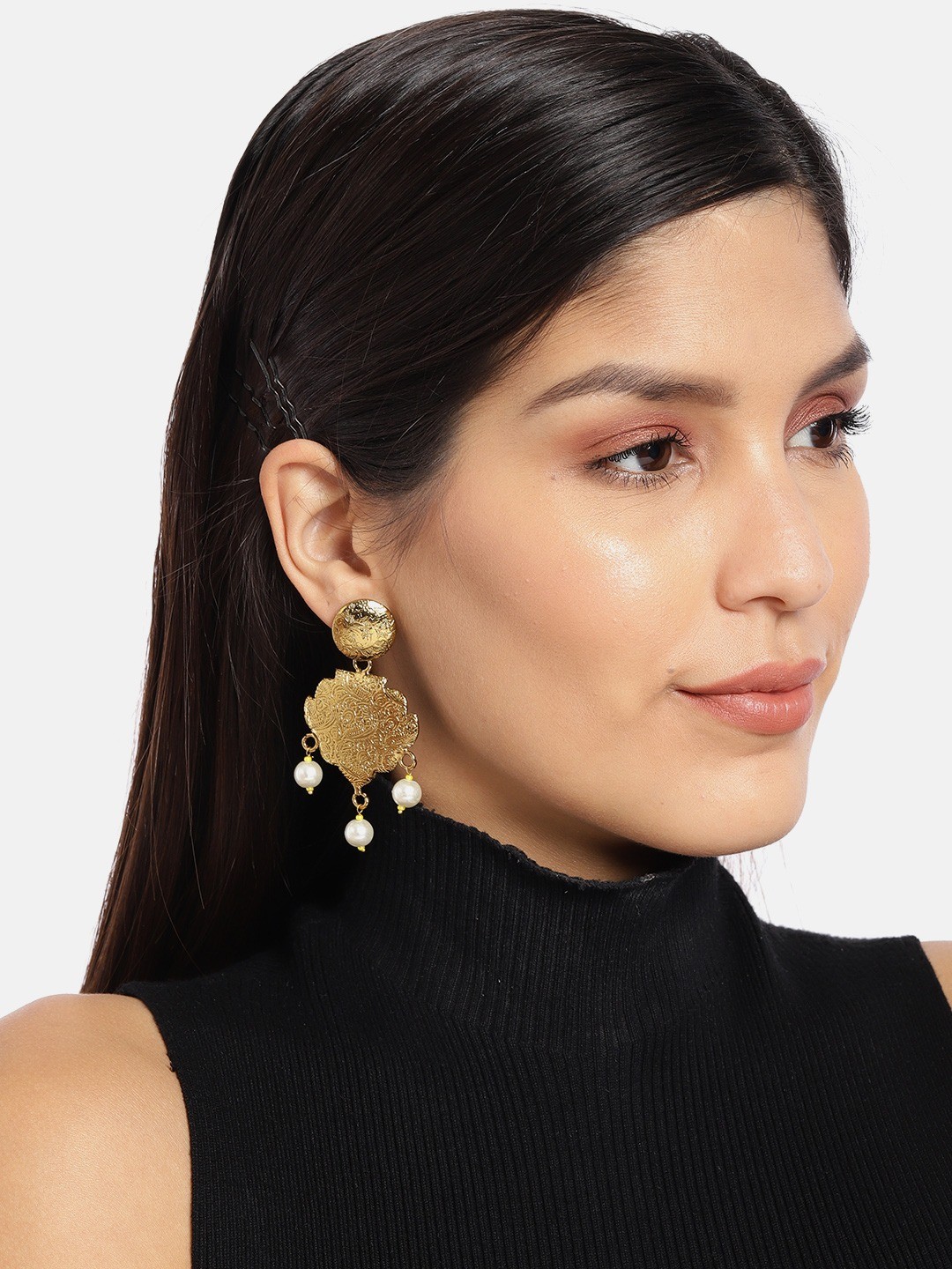 

Fida Gold-Toned Circular Drop Earrings