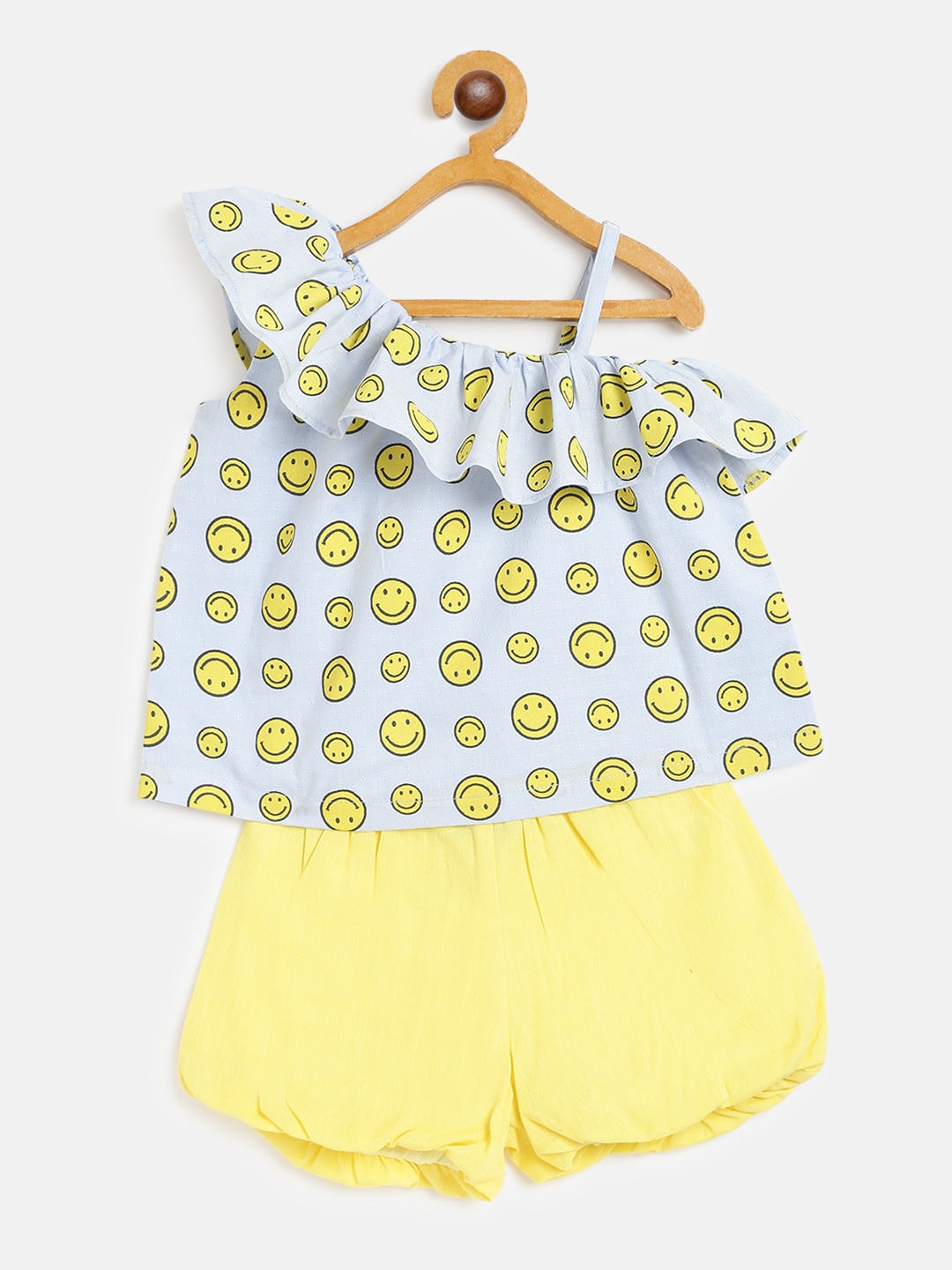 

Nauti Nati Girls Blue & Yellow Printed Top with Shorts