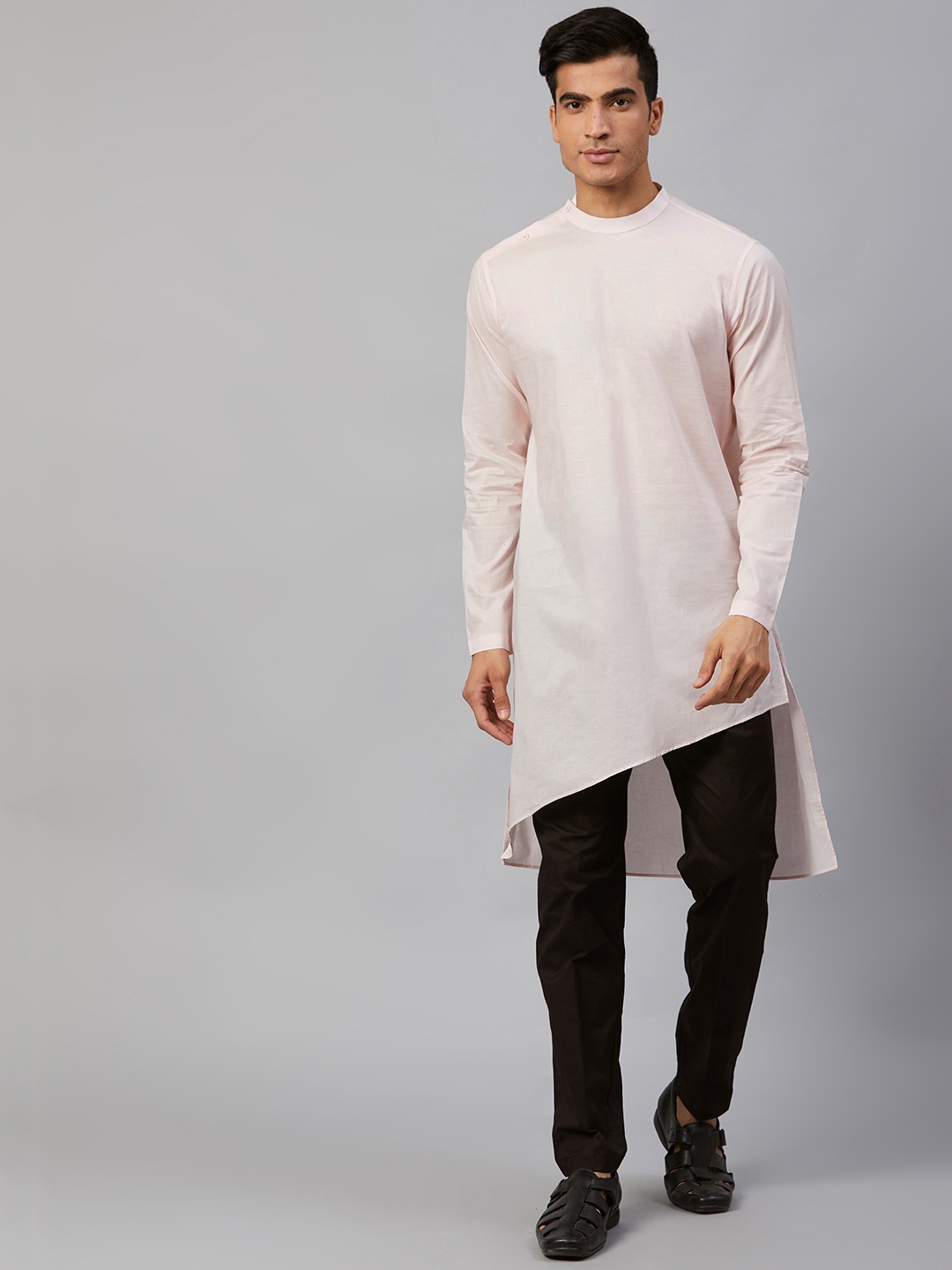 

See Designs Men Pink Asymmetric Solid Straight Kurta