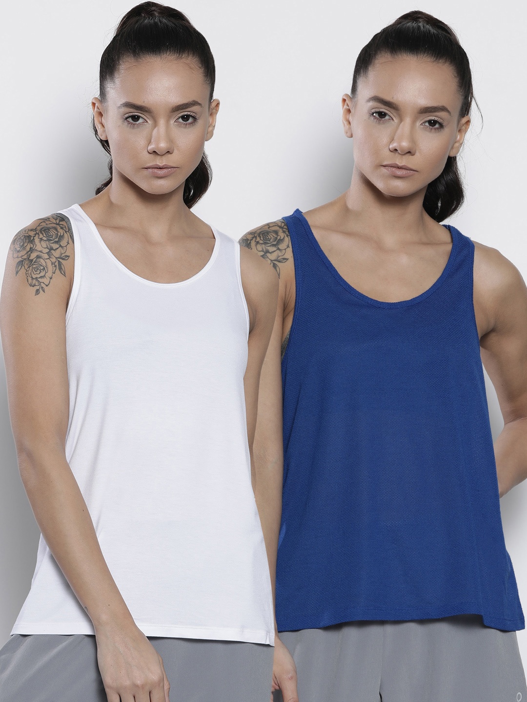 

Marks & Spencer Women Pack of 2 Solid Regular Fit Tank Tops, Blue