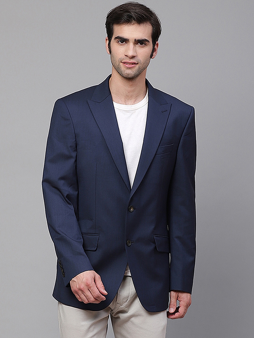 

Marks & Spencer Men Navy Solid Regular Fit Single-Breasted Casual Blazer, Navy blue