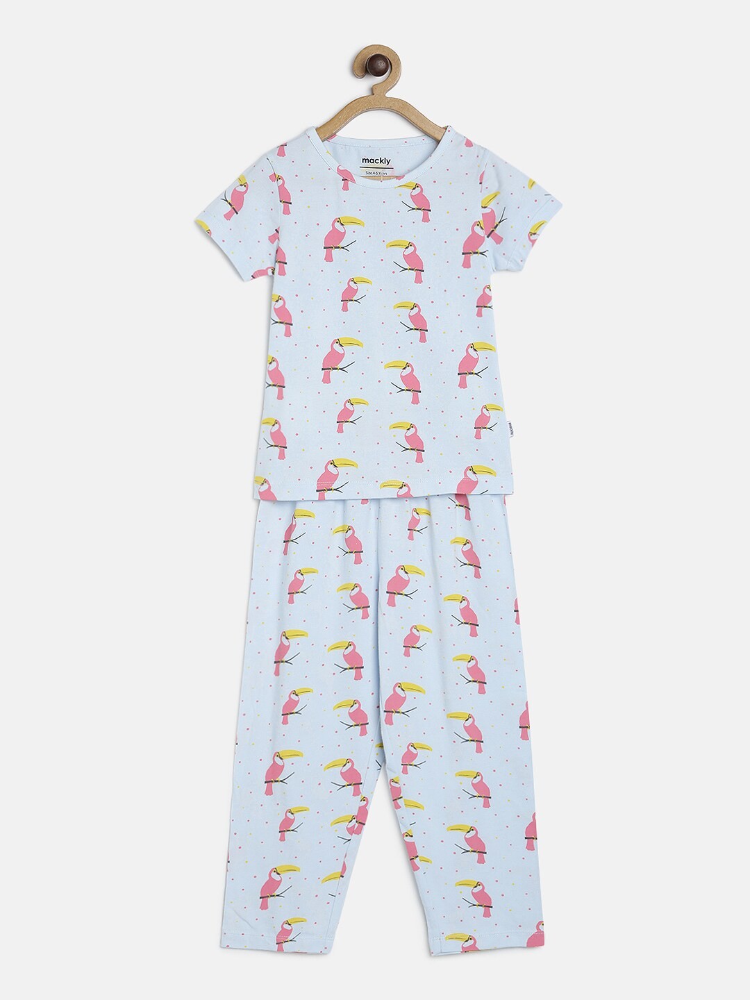 

mackly Girls Blue Printed Night Suit