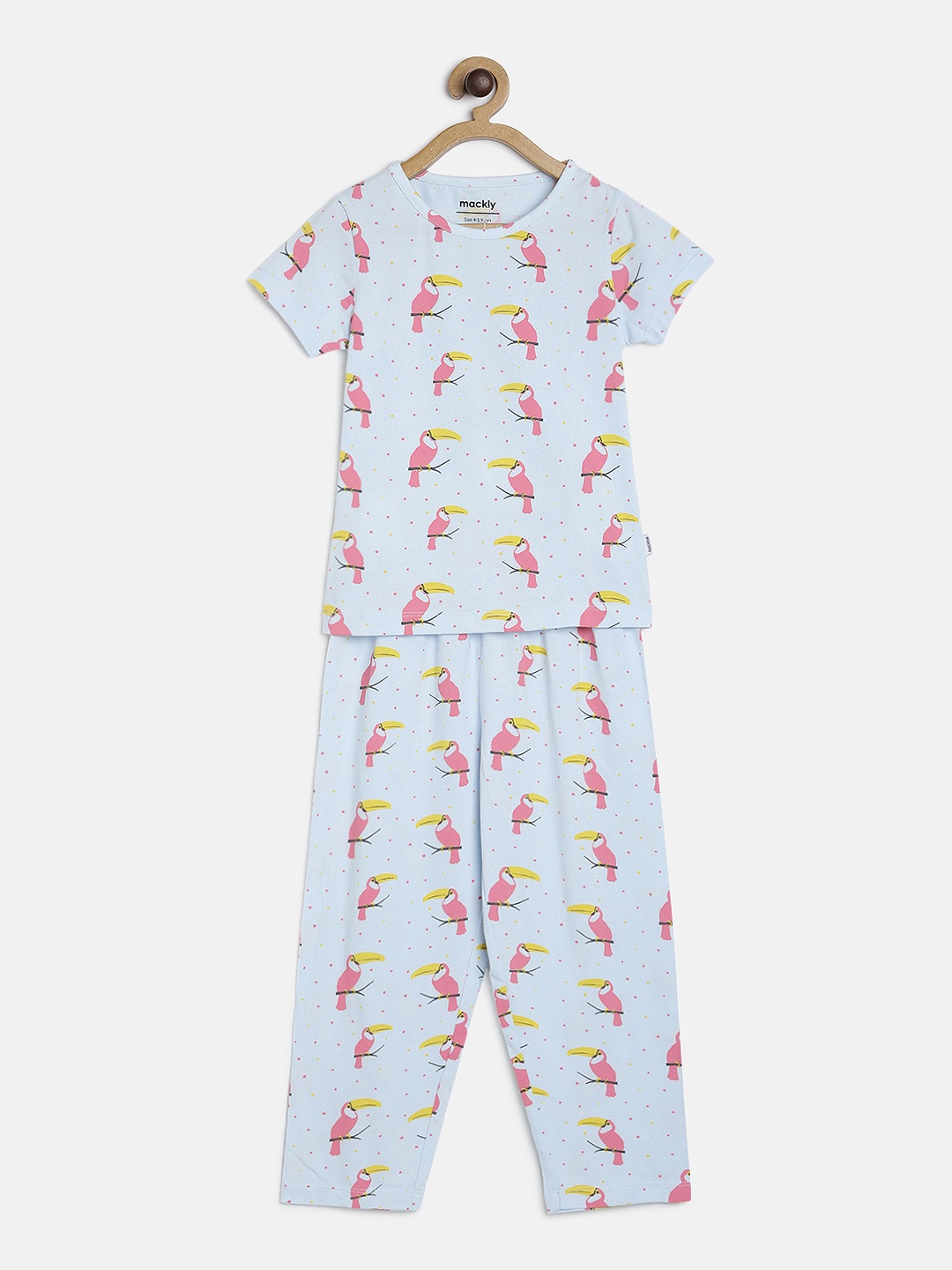 

mackly Girls Blue Printed Night suit