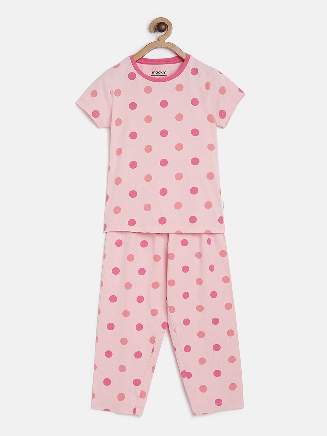 

mackly Girls Peach-Coloured Printed Night suit