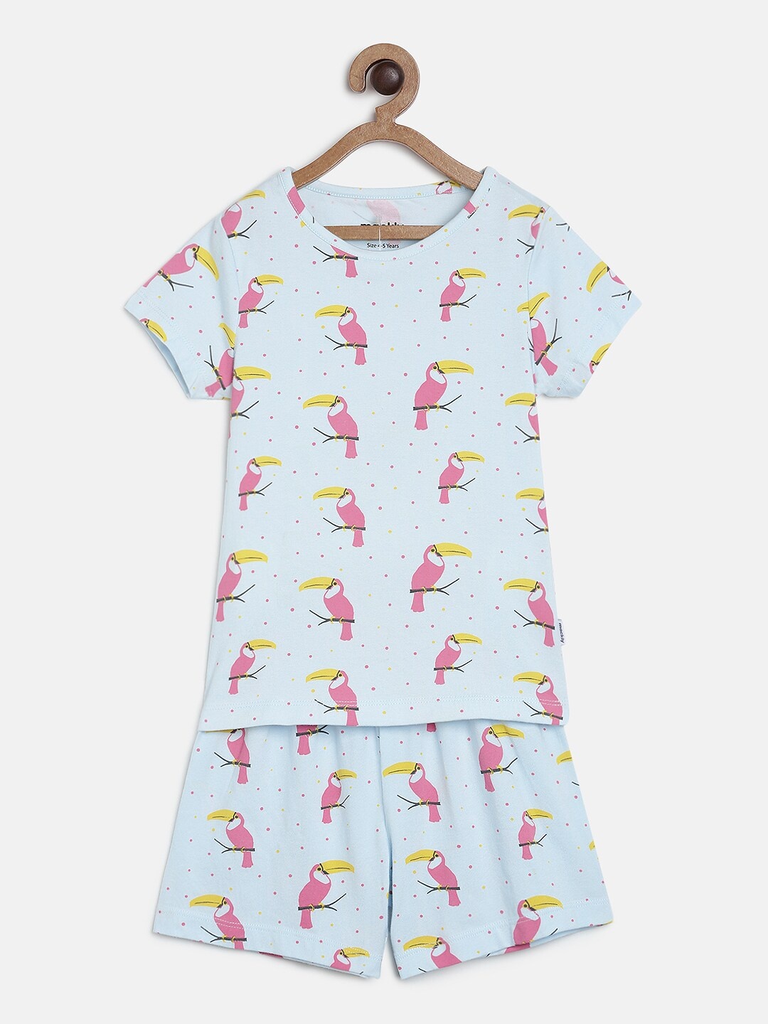 

mackly Girls Blue Printed Night Suit