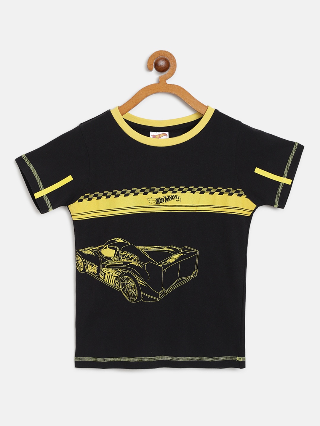 

toothless Boys Black Hot Wheels Printed Round Neck T-Shirt