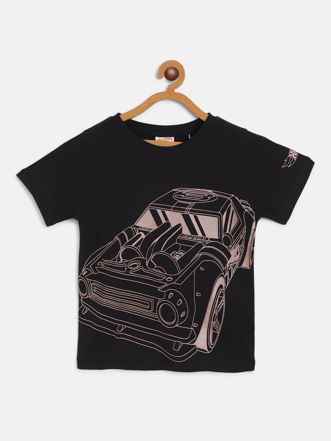 

toothless Boys Black Hot Wheels Car Printed Round Neck T-Shirt