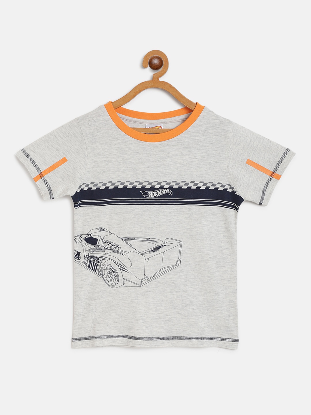 

toothless Boys Grey Melange Hot wheels Printed Round Neck T-shirt