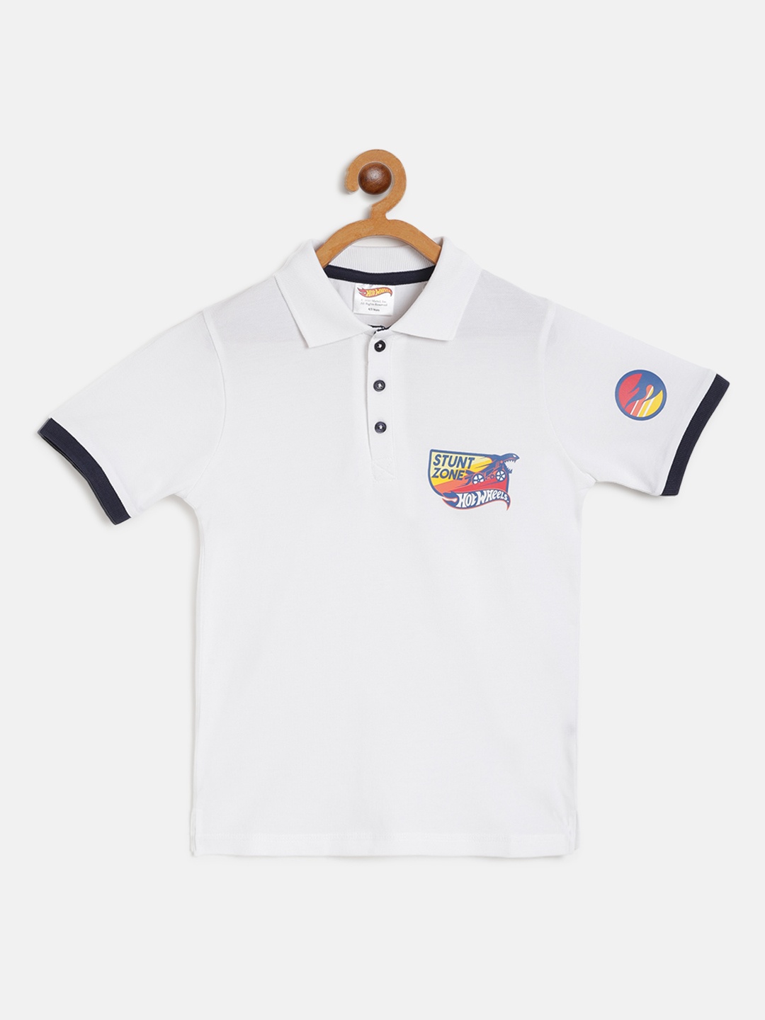 

toothless Boys White Solid Polo Collar T-shirt