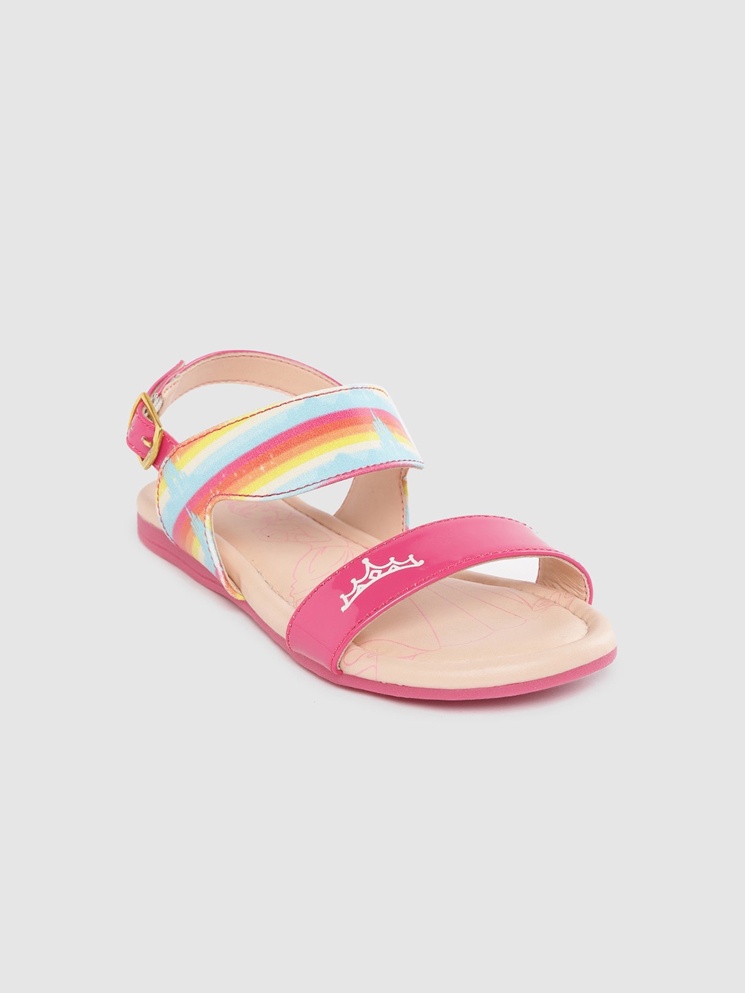 

toothless Girls Disney Princess Pink & Blue Printed Open Toe Flats