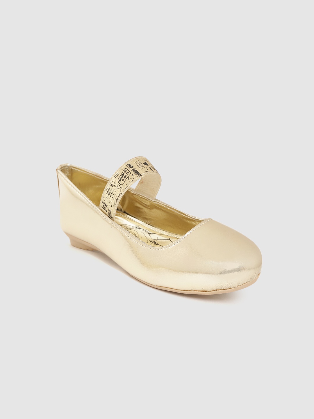 

toothless Girls Gold-Toned Solid Ballerinas