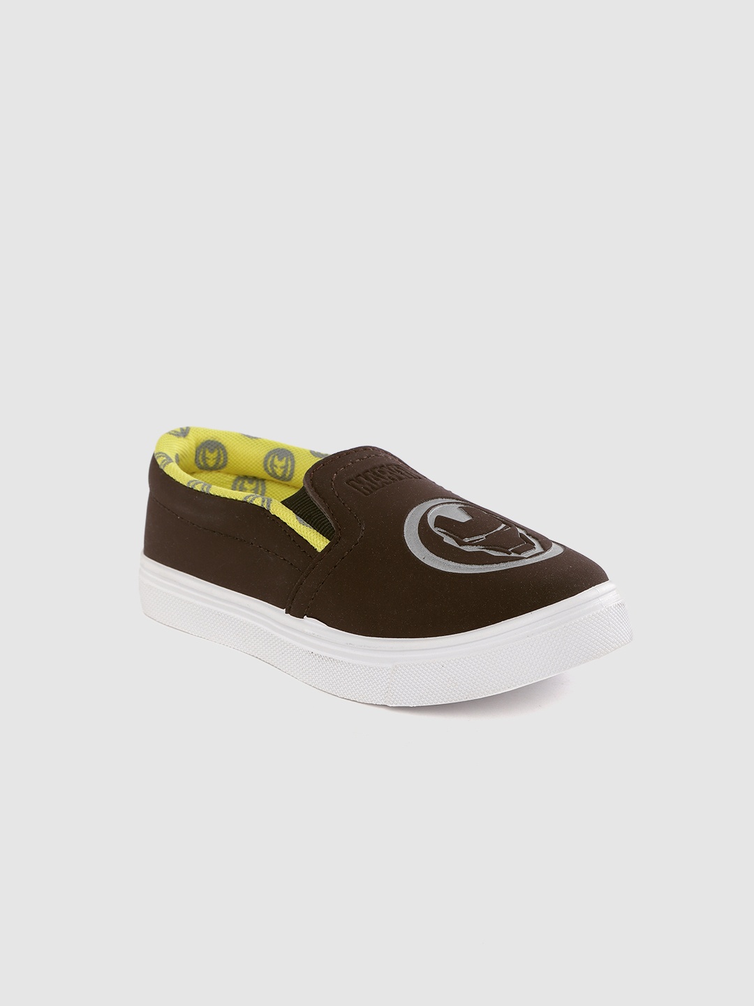 

toothless Boys Coffee Brown Iron Man Print Flatform Slip-On Sneakers