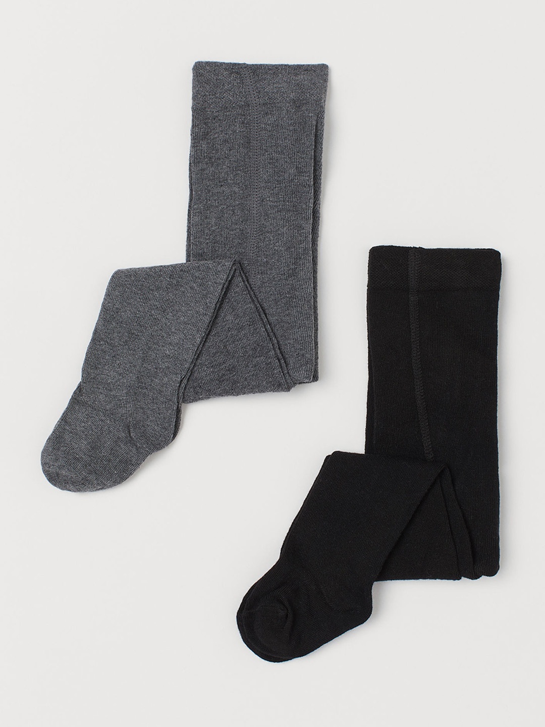 

H&M Girls Black & Grey Sustainable Solid 2-Pack Stockings