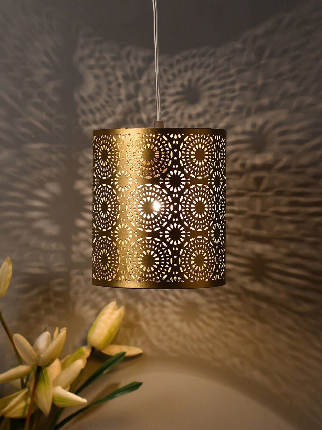 

Homesake Gold-Toned Solid Handcrafted Moroccan Filigree Hanging Light