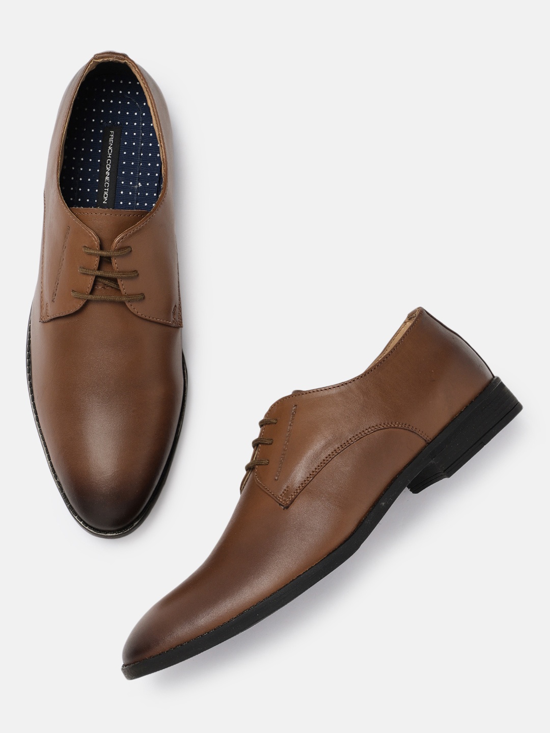 

French Connection Men Brown Leather Formal Derbys