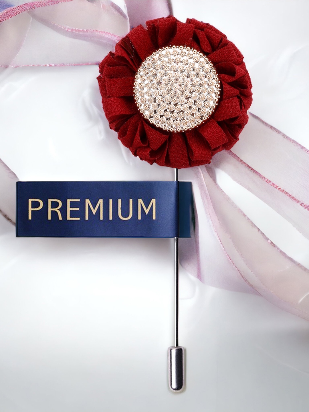 

PELUCHE Unisex Red & Off-White Floral Charm lapel Pin