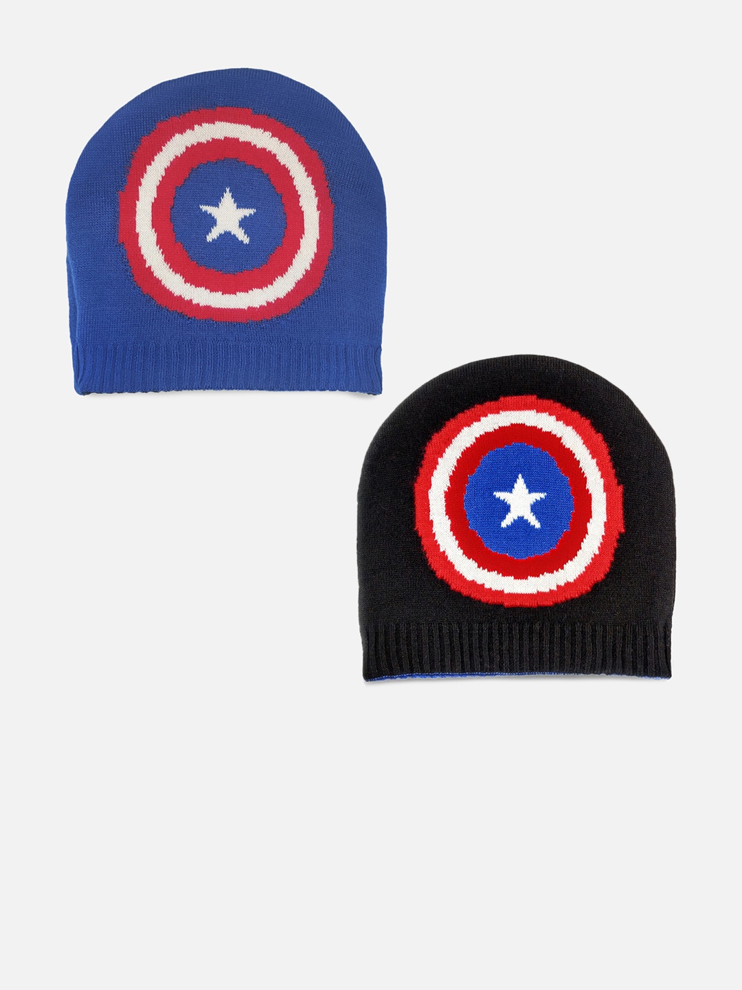 

Kids Ville Boys Reversible Blue & Black Captain America Beanie