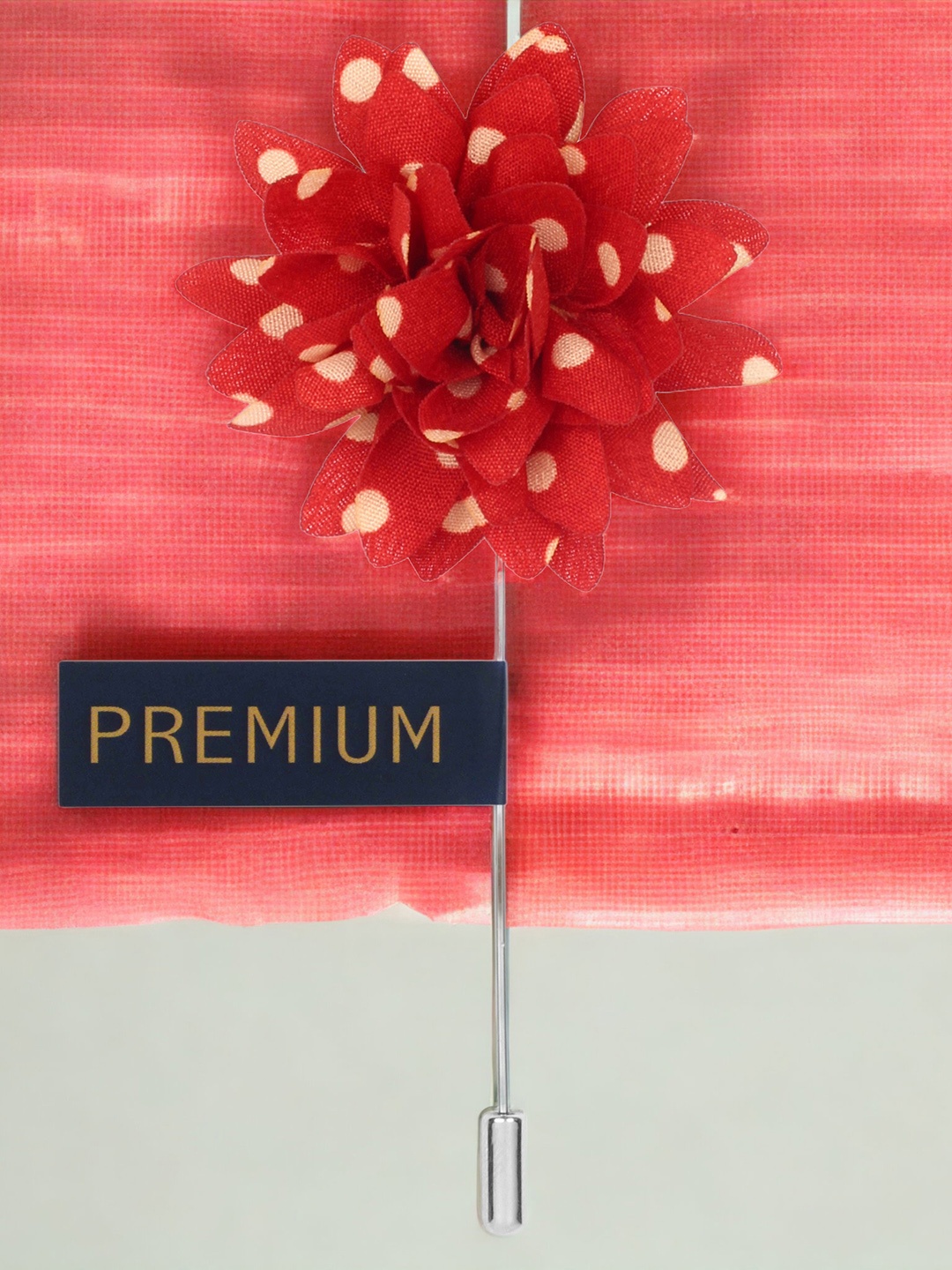 

PELUCHE Unisex Red & Beige Polka Petals Lapel Pin