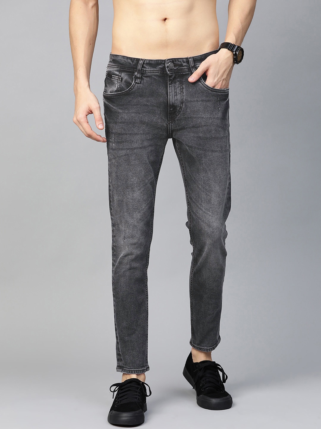 

Roadster Men Charcoal Grey Super Skinny Fit Mid-Rise Clean Look Stretchable Jeans