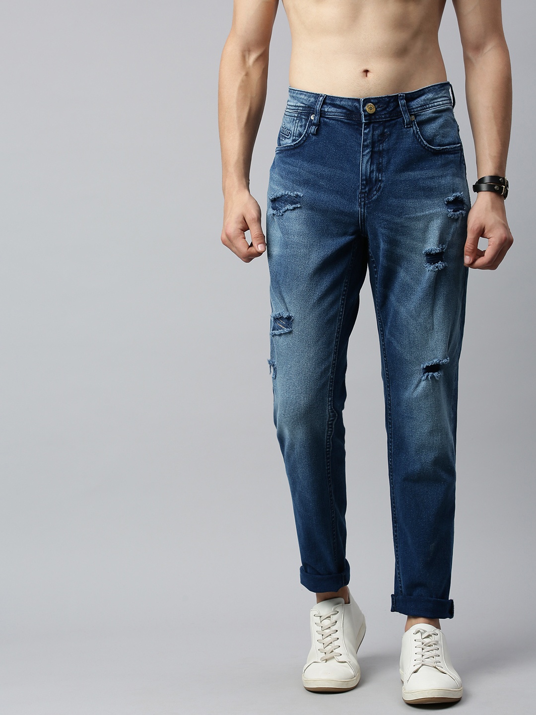 

Roadster Men Blue Slim Tapered Fit Mid-Rise Mildly Distressed Stretchable Jeans