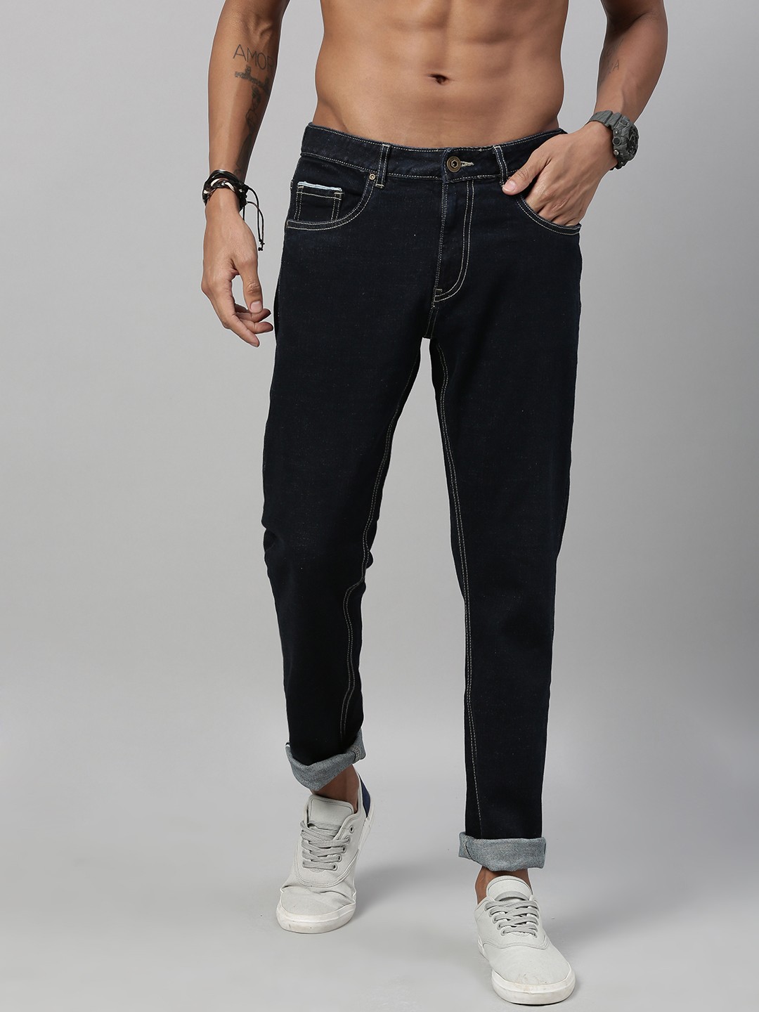 

Roadster Men Navy Blue Skinny Fit Low-Rise Clean Look Stretchable Jeans