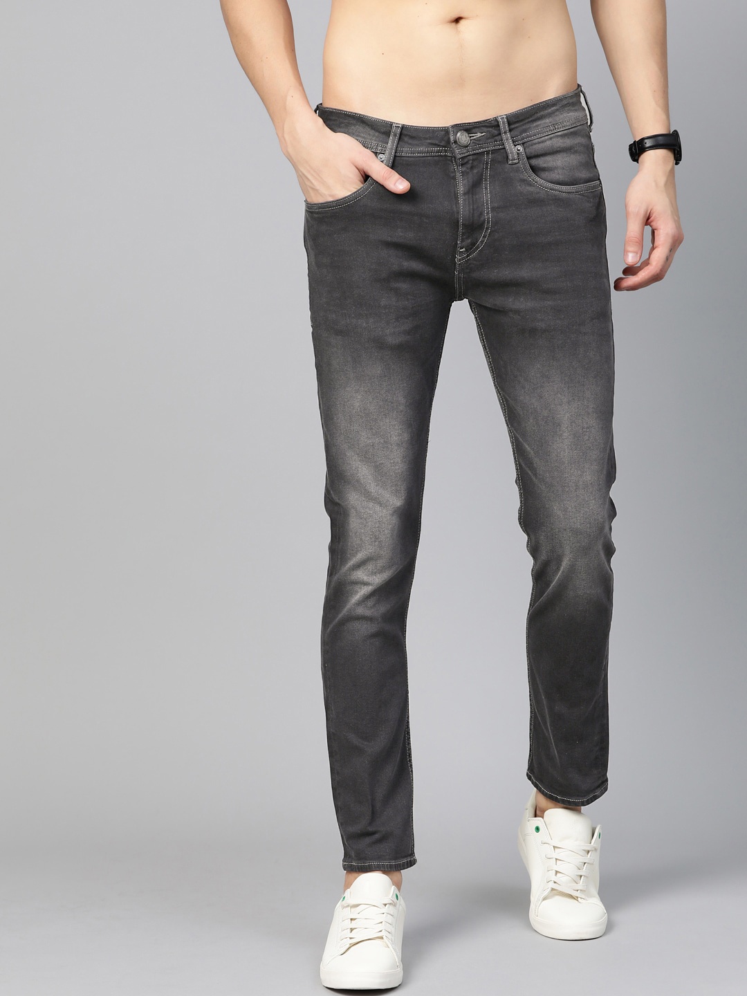 

Roadster Men Charcoal Grey Skinny Fit Mid-Rise Clean Look Stretchable Jeans