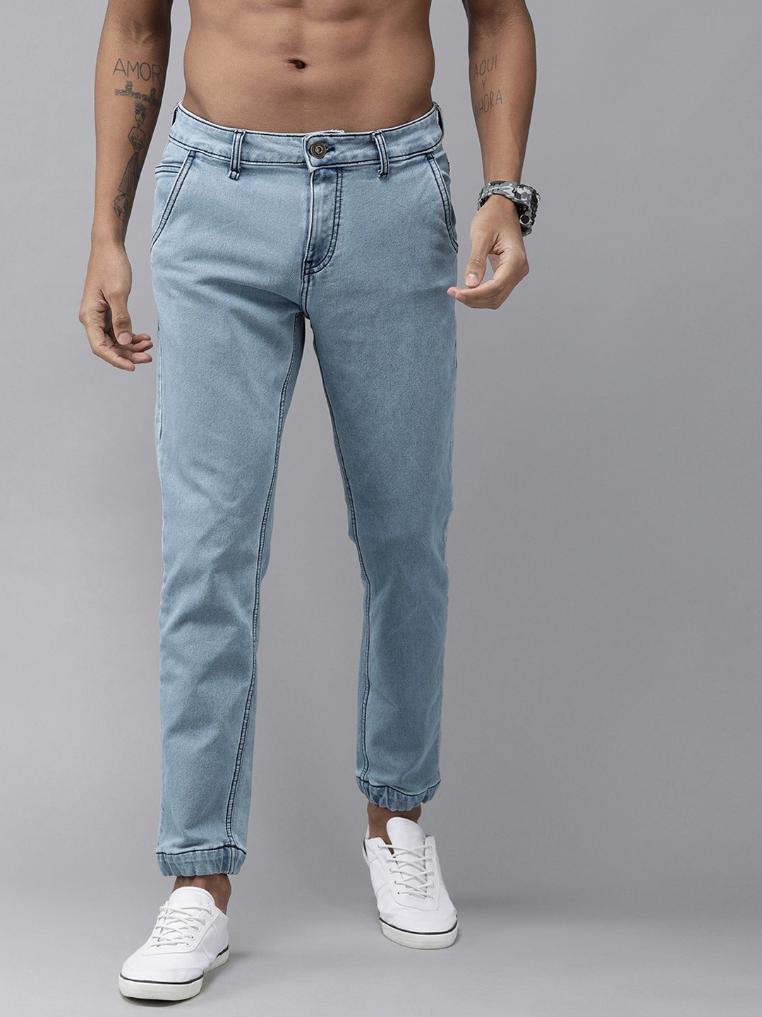 

Roadster Men Blue Jogger Mid-Rise Clean Look Stretchable Jeans