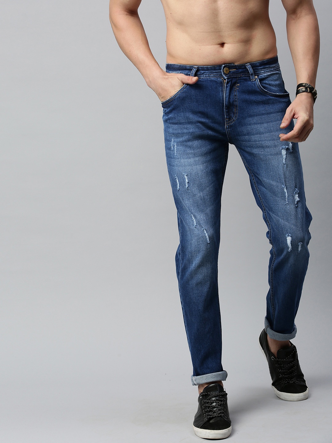 

Roadster Men Blue Regular Fit Mid-Rise Mildly Distressed Stretchable Jeans