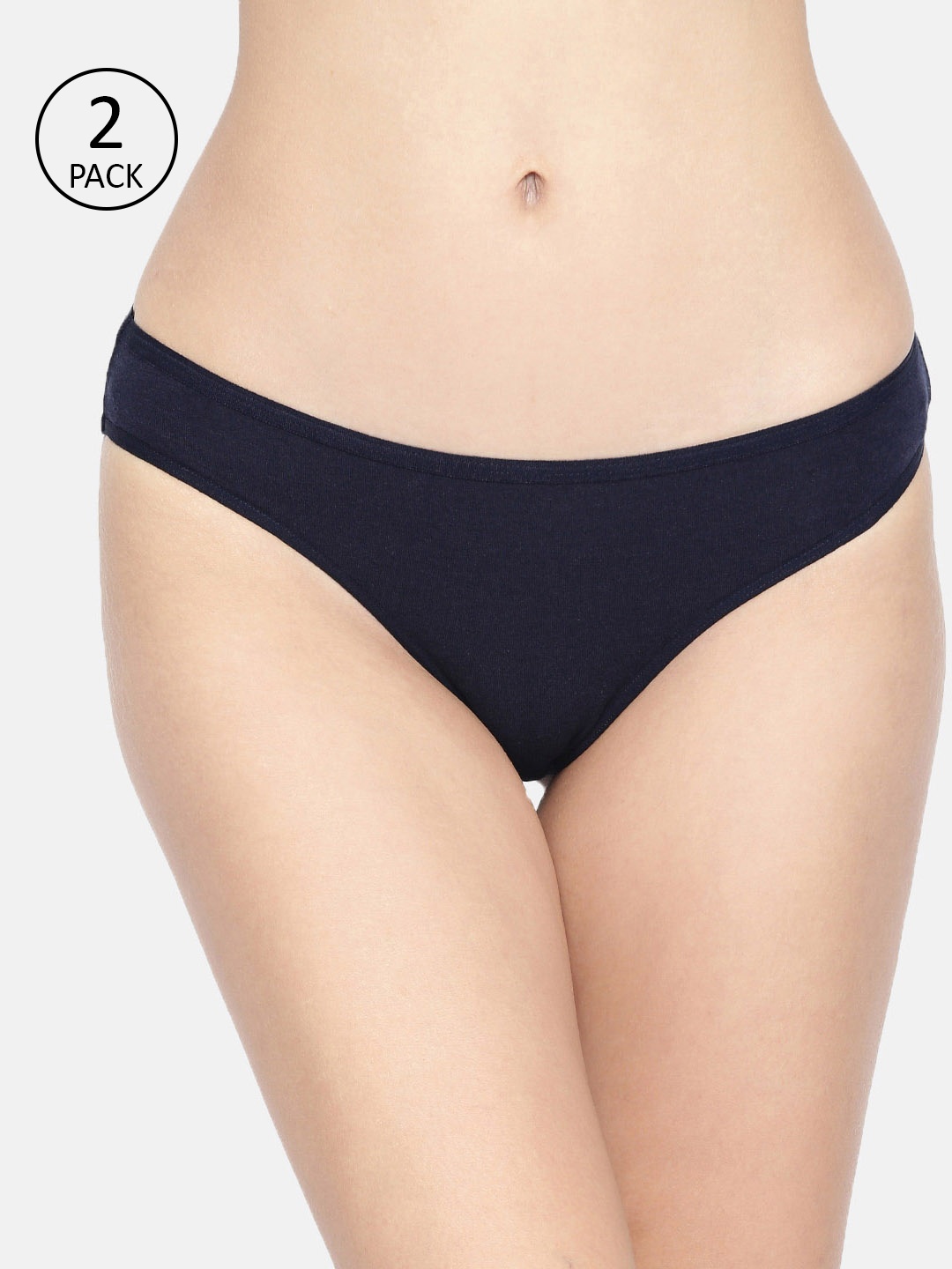 

Inner Sense Women Pack Of 2 Navy Blue Organic Cotton Antimicrobial Sustainable Bikini IMPC004