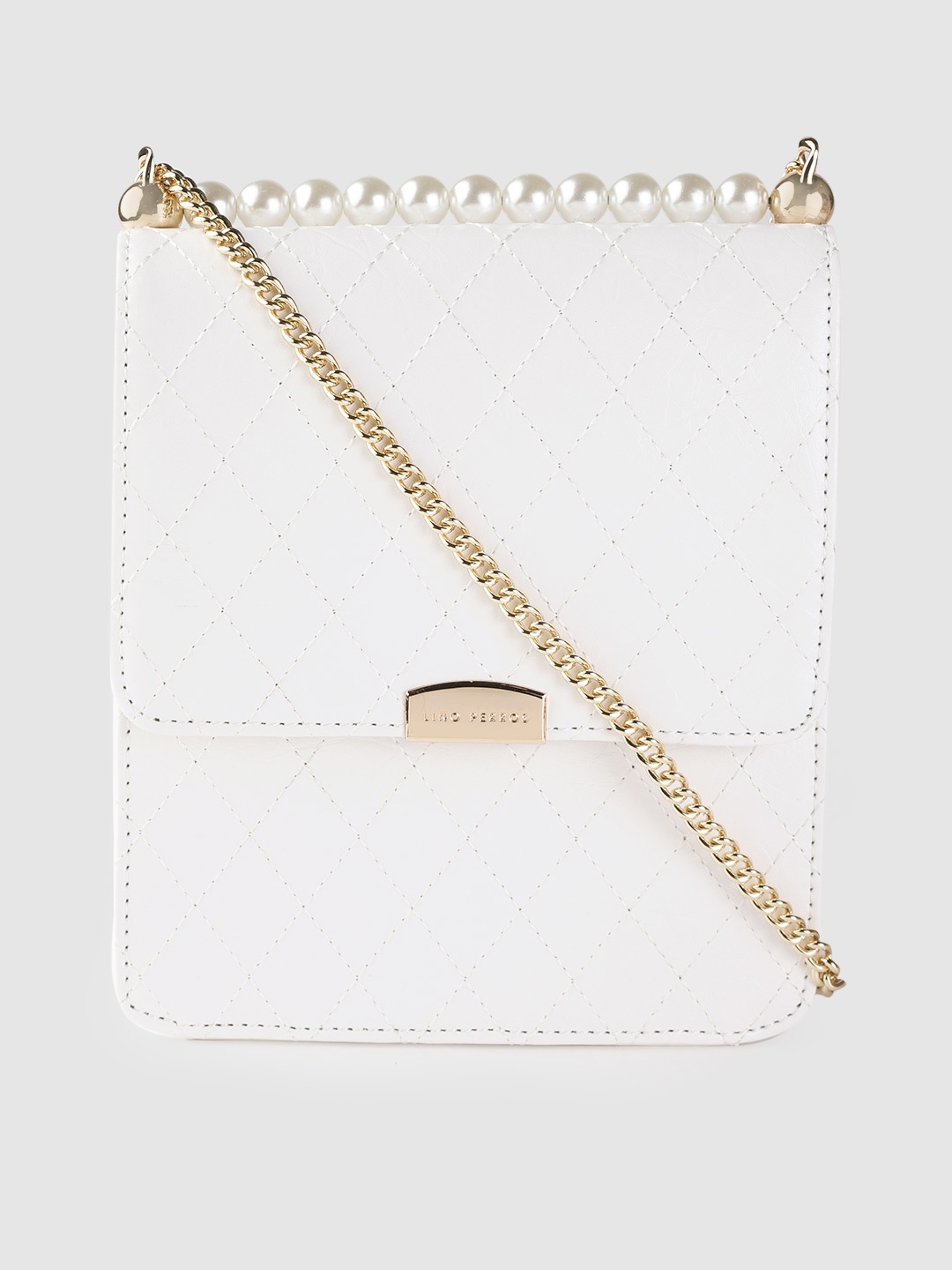 

Lino Perros White Woven Design Sling Bag