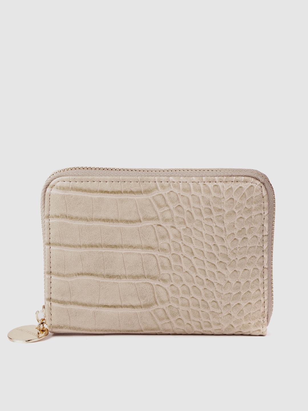 

Lino Perros Women Beige Croc & Snakeskin Textured Zip Around Wallet