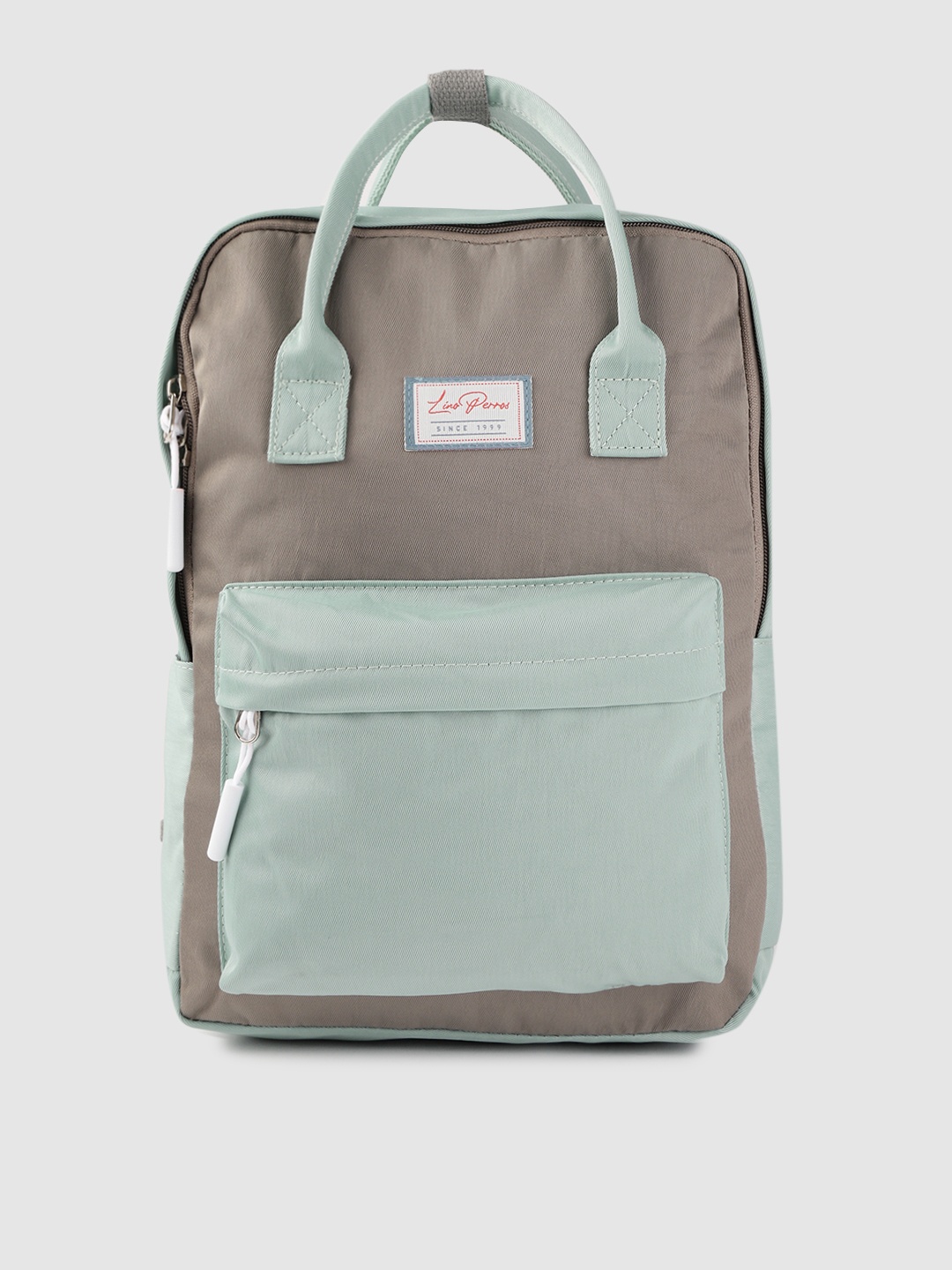 

Lino Perros Women Grey & Sea Green Colourblocked Laptop Backpack