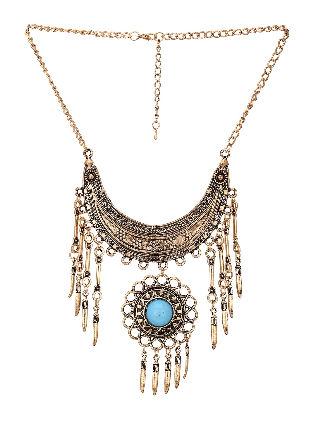 

Adwitiya Collection Silver-Plated Antique Gold-Toned Oxidised Necklace