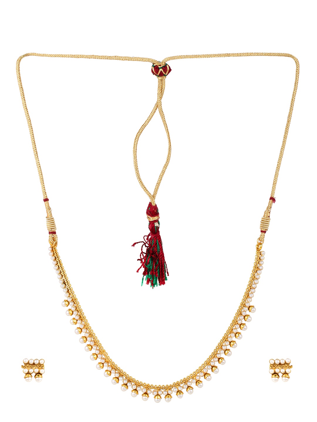 

Adwitiya Collection Gold-Plated Copper Antique Jewellery Set