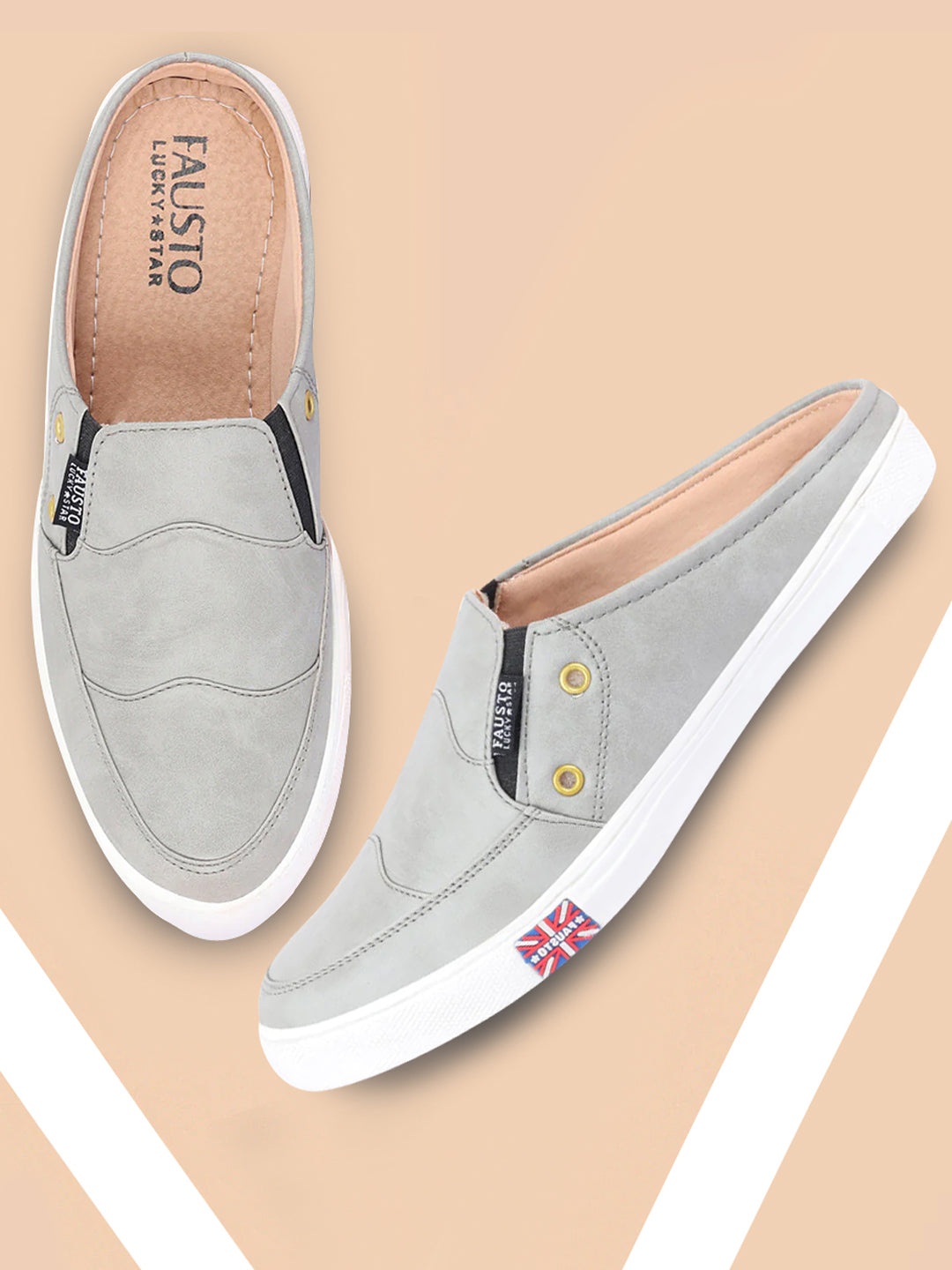

FAUSTO Men Grey Slip-On Sneakers